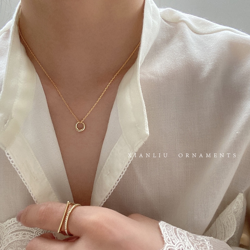 高級感気質丸ネックレス女性insシンプル冷淡風鎖骨チェーン2024新型爆金ネックチェーンアクセサリー