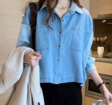 レディース トップス シャツ アシンメトリー 長袖 ボリューム袖 ドロップショルダー 襟付き 角襟