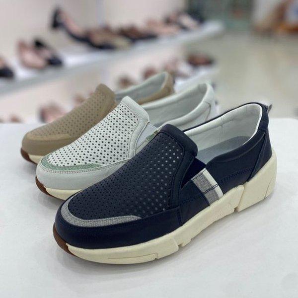 女性パンチング夏スリッポン YAFMTS66789NYWHBE HFPF1A GN_GN