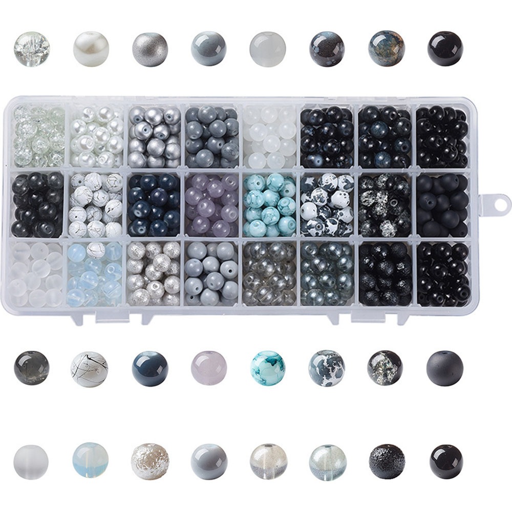 プレミアム ビーズ 工芸 キット 24点 セット, ブラック, 1セット