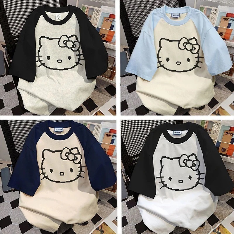 【10点セット】220g 260g 綿 キティちゃん tシャツ 半袖 S-3XL 4Color 男女兼用 レディース メンズ キャラクター かわいい 夏服 韓国ファッション大きいサイズtシャツ601