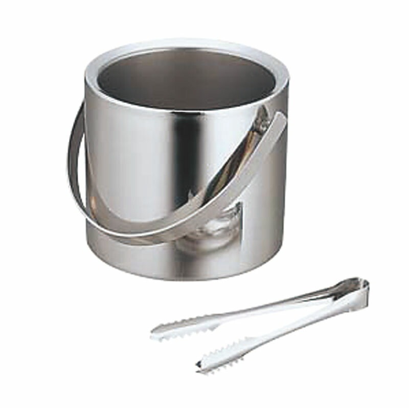 スリーアロー 18-8二重アイスペール（トング付）