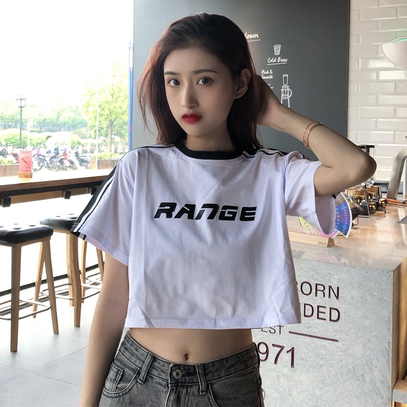 Tシャツ レディース 半袖 夏 ショート丈 へそ出し トップス 韓国ファッション 原宿系 ヒップホップ ダンス衣装 ストリート風 カジュアル ゆるい