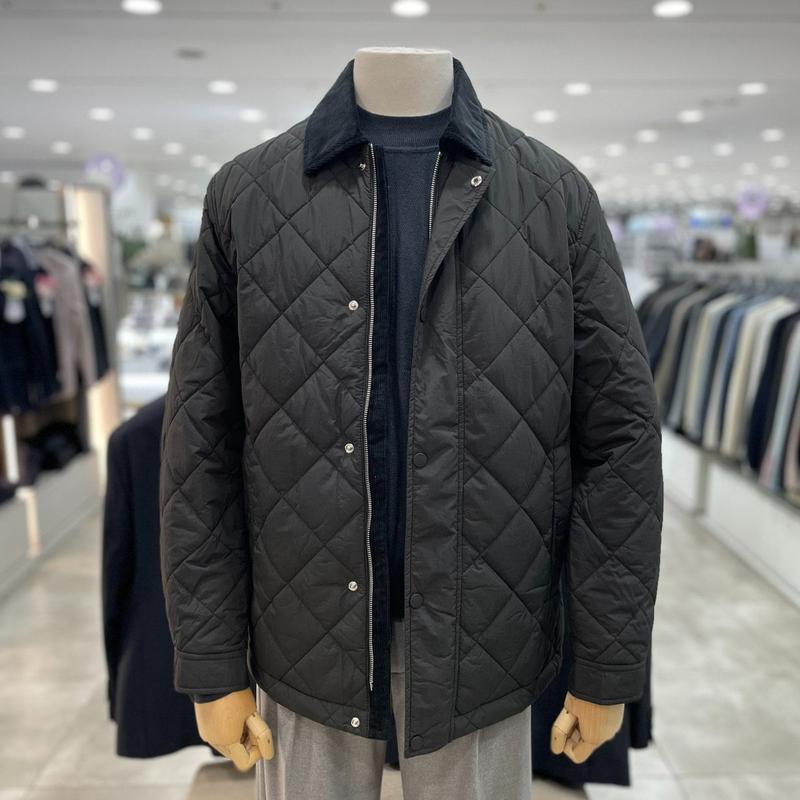 カラー配色ミドル丈キルティング軽量パディング_ABF4JP1101_DGR