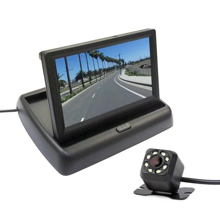 折り畳み式5インチフリップアップモニター ワイド画面 映像入力2系統 8LED搭載 暗視対応 小型防水カメラのお得なセット 12V専用 MOT50A0130N