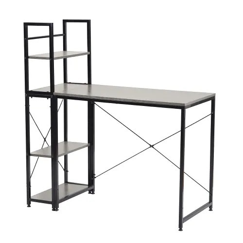 【国内発送Ｍ】695【301556BAAオフィスチェア+パソコンデスク セット】【グレー】パソコンデスク ラック付き デスク ワークデスク 木製 学習デスク