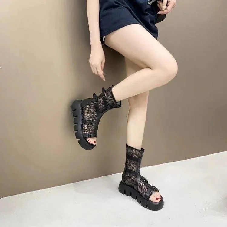 25の新作韓国版スニーカーブーツ婦人靴マドレーヌ厚底ルブーツハイカットネックス ショートブーツ レディース ファッション 通気性ブーツ