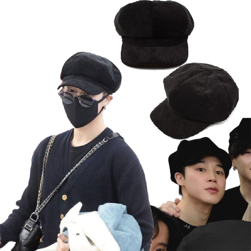 Unibersal BTS JIMIN 着用コーデュロイキャップ ジミンのフォトカード付き