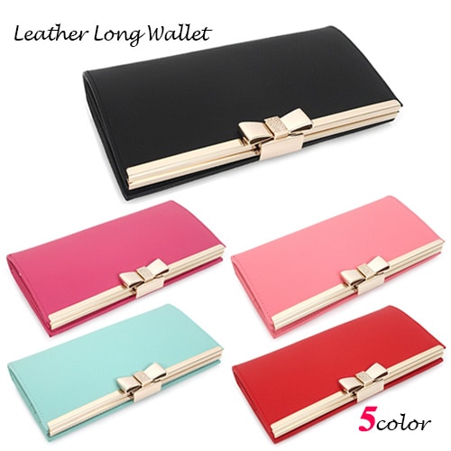 ゴールドリボンの留め具がアクセント レディース長財布 本革 革 レザー 長財布 がま口財布 ロングウォレット がま口 二つ折り 小銭いれ お札いれ スワロフスキー ギフト プレゼント