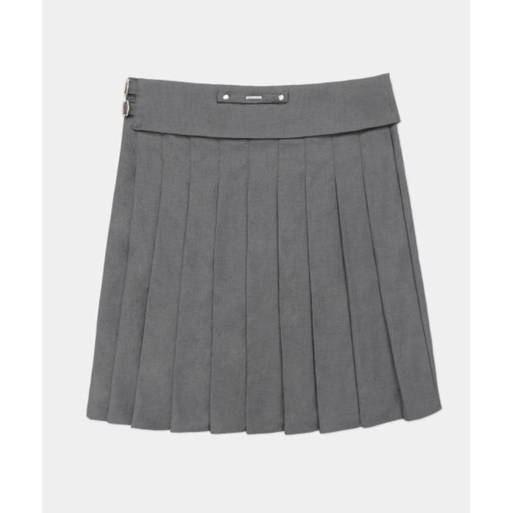 BADBLOOD Proto gabardine midi pleated skirt charcoal w-s