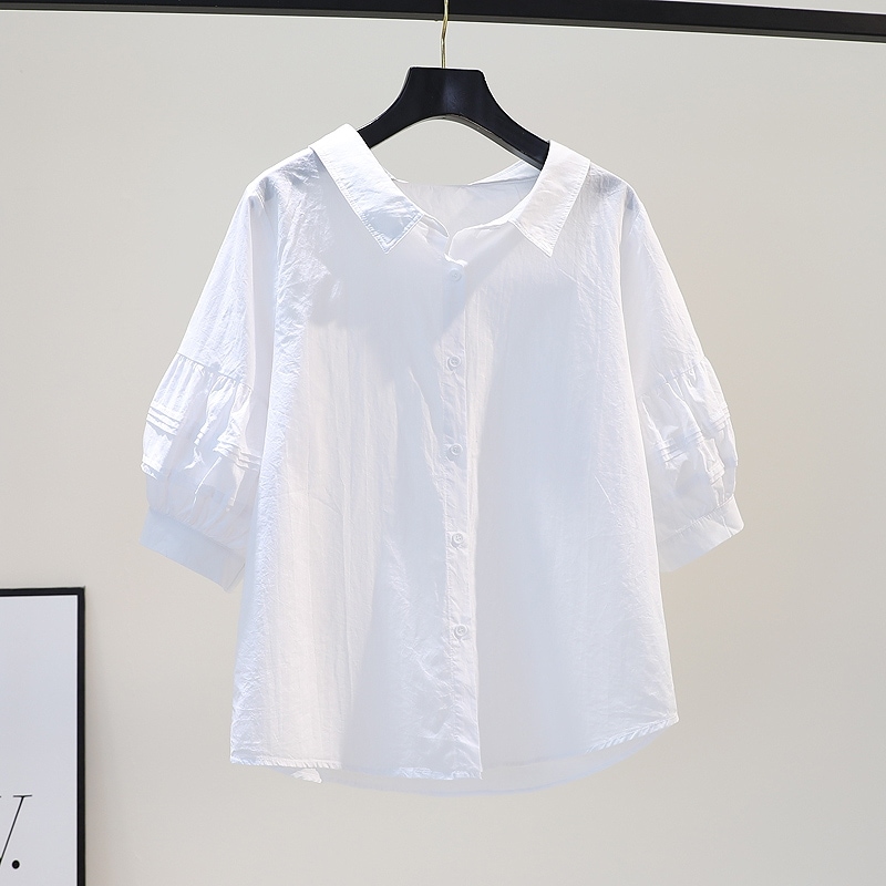 レディース シャツ ブラウス 7分袖 フレアスリーブ 襟付き 前開き ボタン 大人可愛い きれいめ 上品 おしゃれ こなれ感 ラフ ガーリー 個性的 エレガント モダン 主役級 存在感 ラブリー
