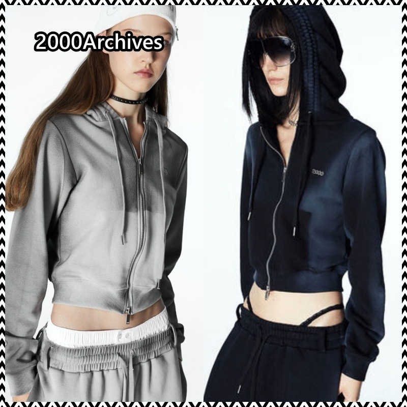 2000Archives MOSS WASHED HOODIE ZIP UP