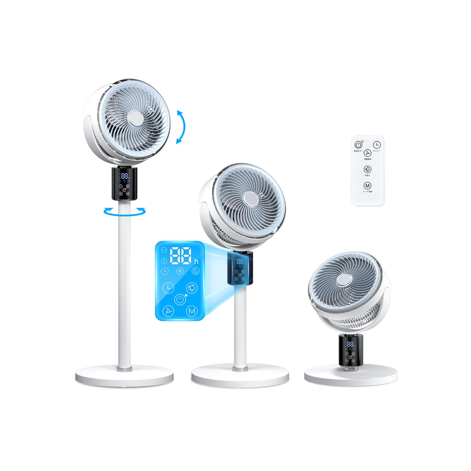 サーキュレーター 扇風機 DCモーター 3D 首振り 360【2025年新登場 ＆ AIスマート】 リビング/卓上兼用扇風機 空気清浄/消臭/マイナスイオン機能 パワフル送風 静音設計 6段階AI風
