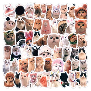 【200点セット】【送料無料】かわいいお笑い猫のキャラクター60枚入りスーツケースシール防水落書きギタークール風ステッカー
