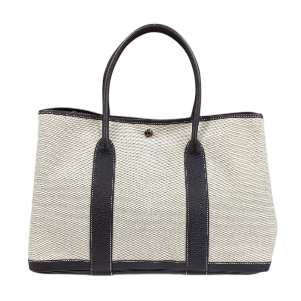 エルメス ガーデンパーティPM トートバッグ トワルアッシュ ベージュ HERMES 中古