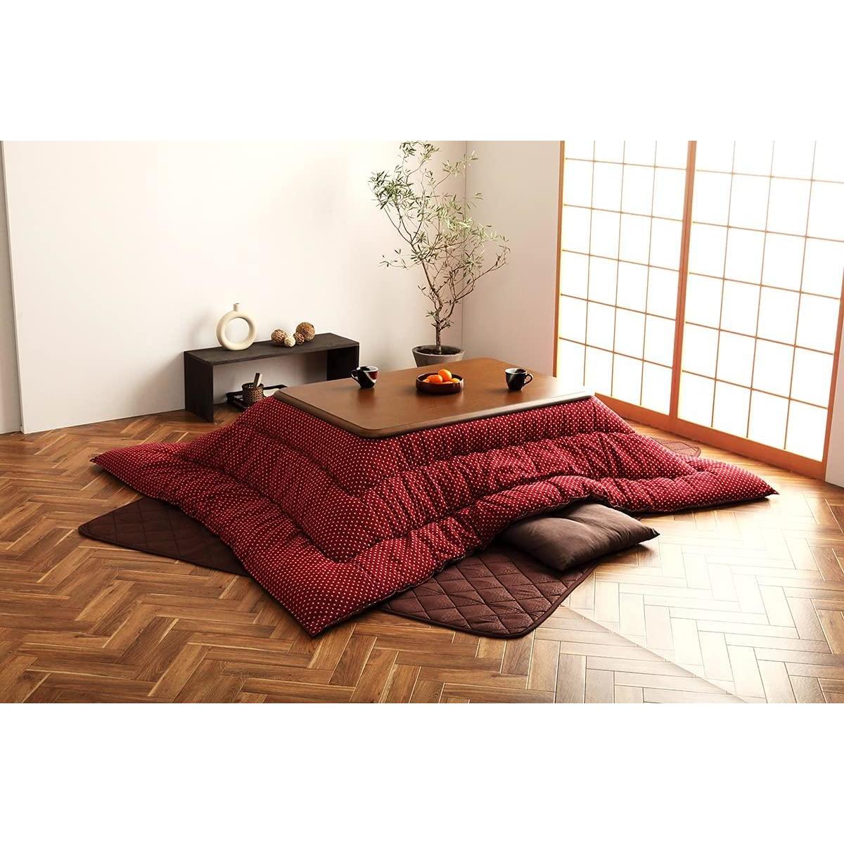 【i】【代引不可】 イケヒコ こたつ布団 掛 長方形 205×285cm 赤 ローズ 詩織 和風 刺子 #7800259【北海道・沖縄・離島不可】【代引不可/沖縄・離島不可