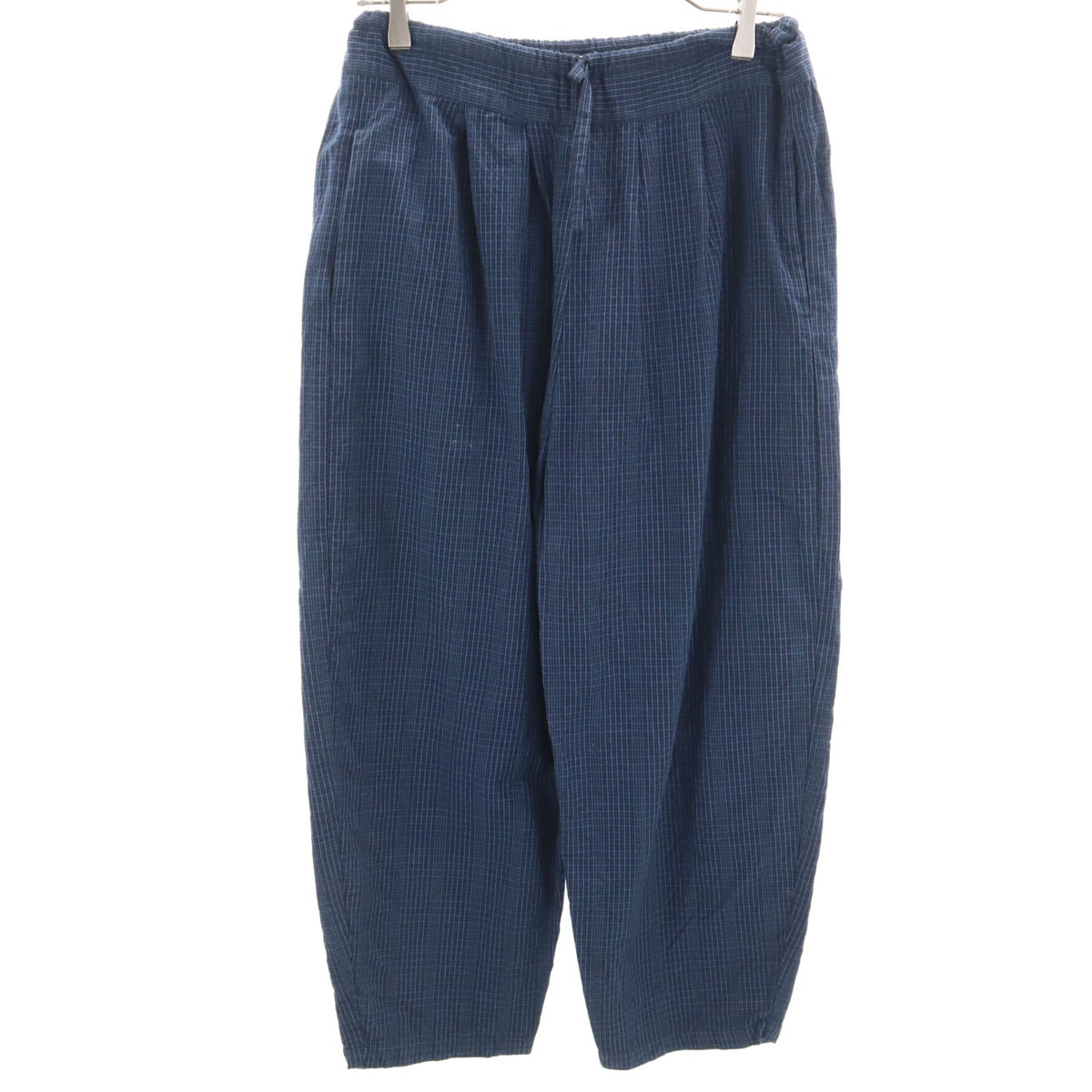 Lin francais dantan ランフランセダンタン 日本製 チェック タック バルーン ロングパンツ ブルー系 メンズ 古着