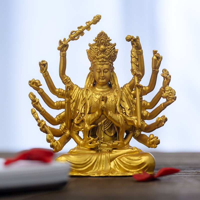 仏教手作り准提菩薩仏像霊的成就の象徴金色黄銅祭壇霊的ギフト