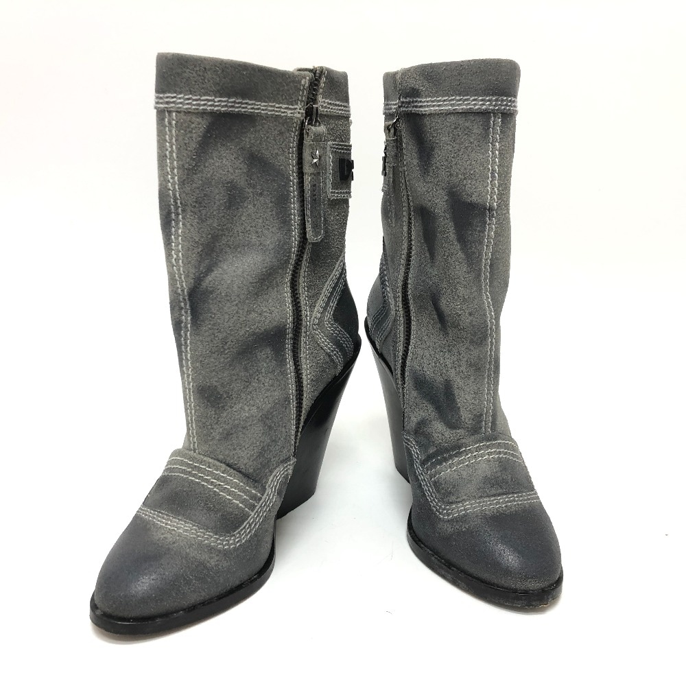 DIESEL ディーゼル ブーツ ロゴ シュート スエード/レザー グレー