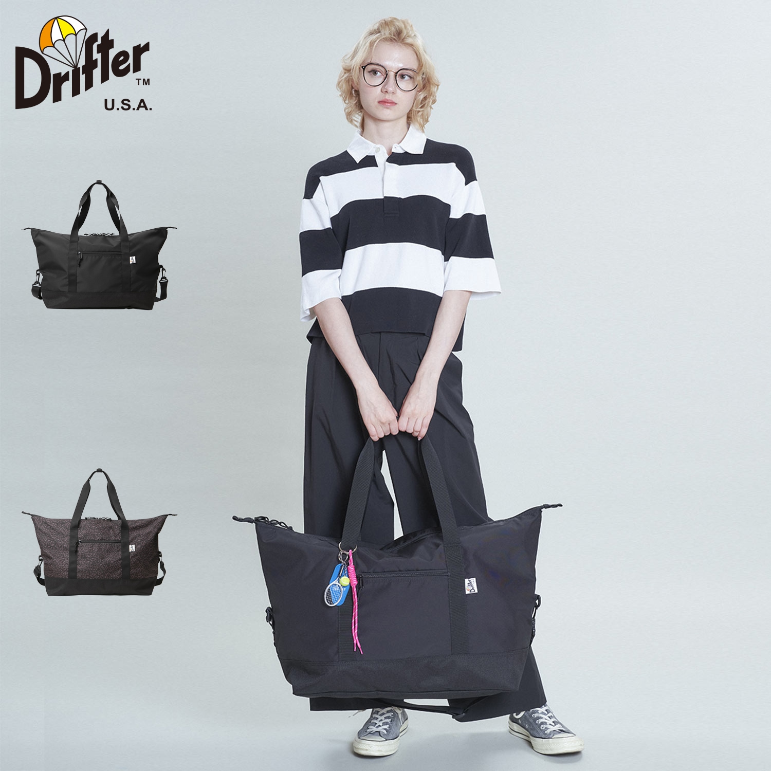 ショルダーバッグ ボストンバッグ メンズ レディース 36L 2WAY 斜めがけ 軽量 ブラック レオパード 黒 DFV1950