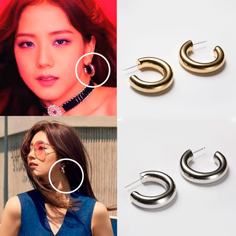 [スジ/BLACKPINK ジス/クリスタル/ハンジミン着用] チョビ ボリューム フープ イヤリング