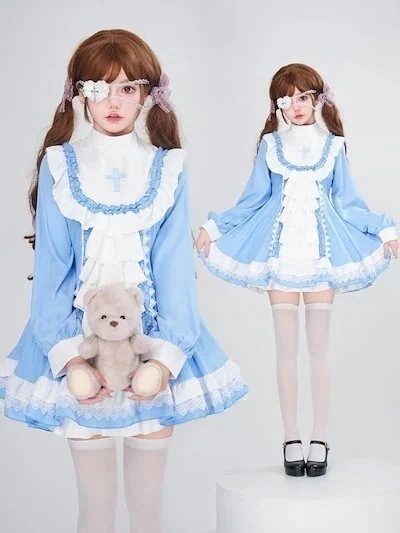 可愛いロリータ メイド服 ハロウィン 白黒メイド服 アリス メイド服 ビッグサイズ 仮装 コスプレ