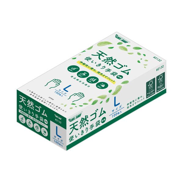 （まとめ） 川西工業天然ゴム使いきり手袋 粉なし L #2132 1箱（100枚） [x5セット]