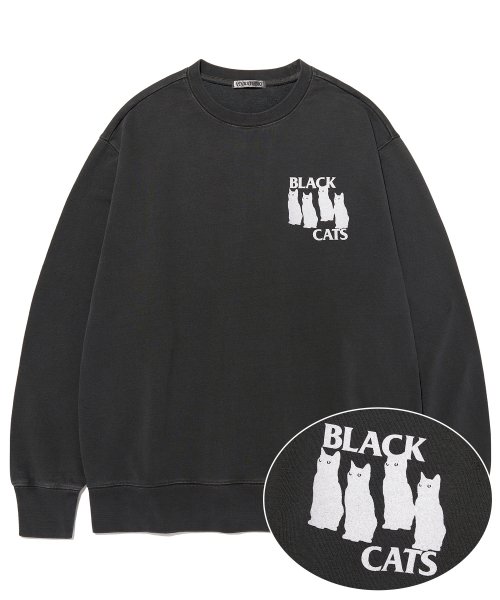 PIGMENT BLACK CAT CREWNECK SWEATSHIRT 韓国正規品