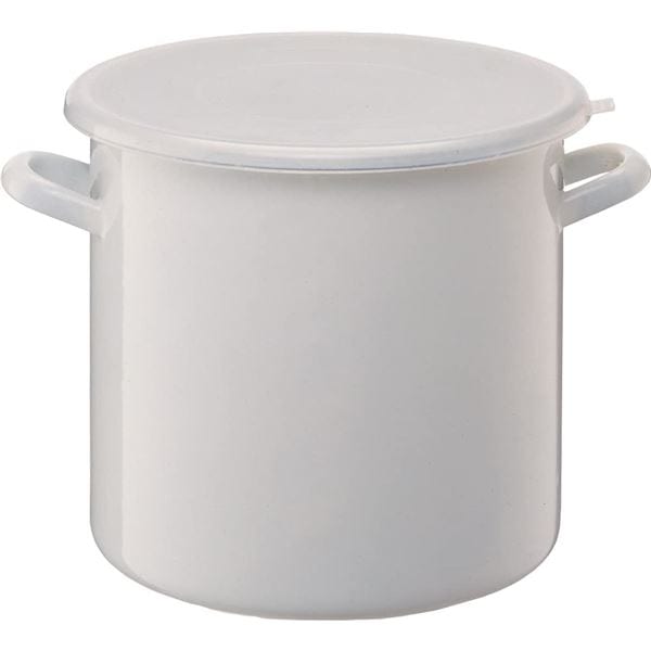 (2個セット) 高木金属工業 ホーロー ストックポット 丸型 10L(内径24cm) ホワイト HSP-M24