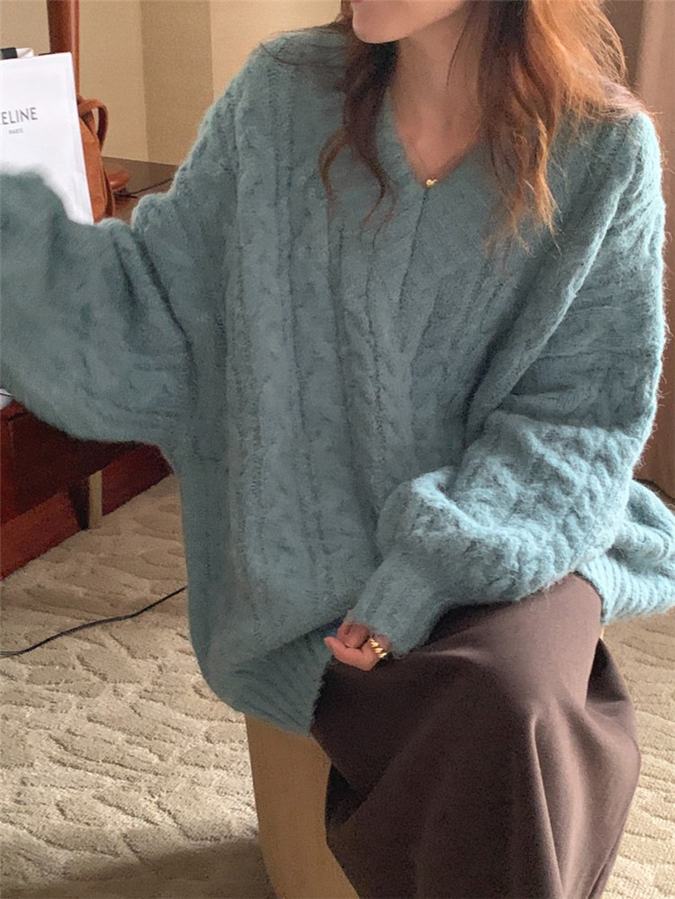 オシャレ度up トップス ｖネック 麻の花 シンプル 大人気 セーター ニットトップス 秋冬物