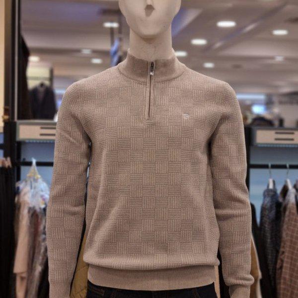PPKR4903 シェニール変形四角組織JQDハーフジップセーター