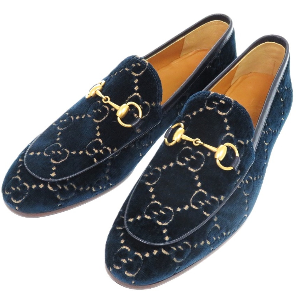 未使用品 ヨルダーン ホースビット 430088 靴その他 レザー/GGベルベット ネイビー 0737【中古】 メンズ
