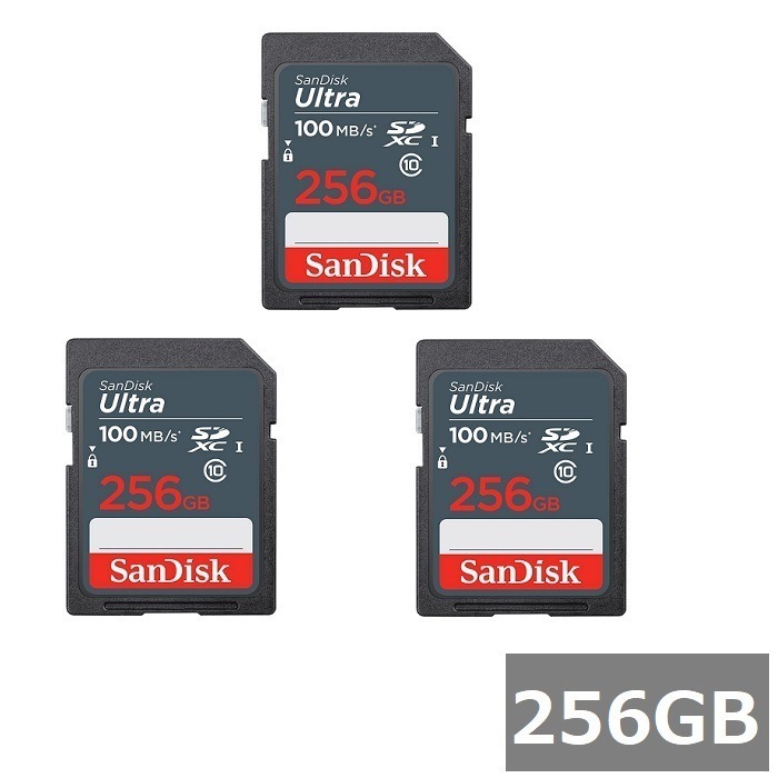 【3セット】 サンディスク SDカード SDXC SDSDUNR-256G-GN3IN Ultra 256GB Sandisk SDXCカード SD Class10 UHS-I カメラ デジカ