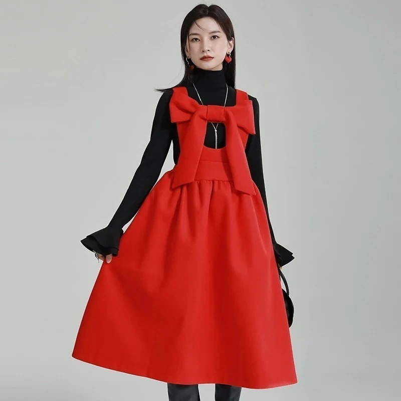 関連商品は店で購入可能 秋冬 ワンピース ニットワンピース メガ割 【J.Fashion】 蝶結び Aライン ラシャ