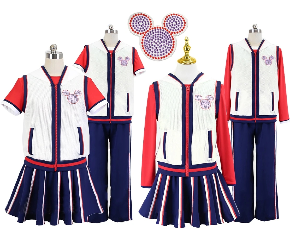 3点セット 男性ダンサー コスプレ衣装 TDLジャンボリミッキー！衣装 仮装 服 半袖/長袖 ハロウィン レッツダンス！スカート/ズボン コスチューム 女性 刺繍模様 即納