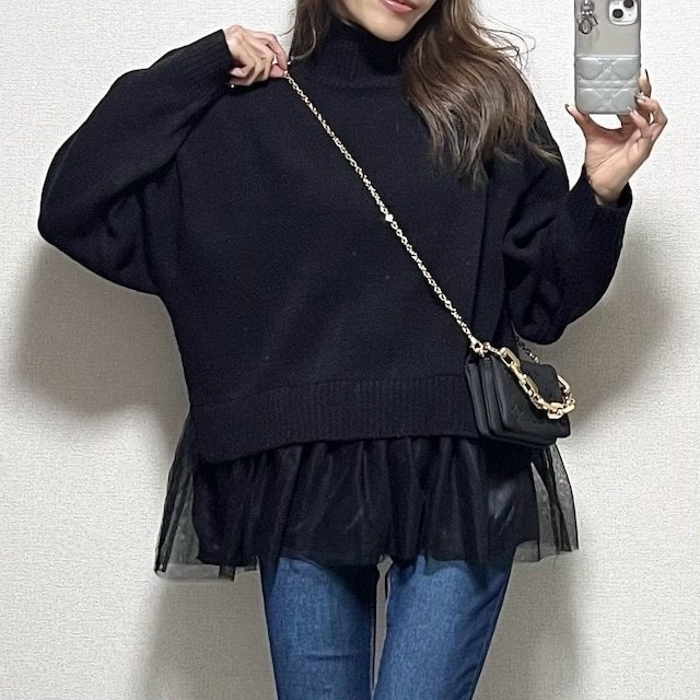 セーター ニットセーター ニット ハイネック プルオーバー フリル ルーズ 長袖 韓国 レディース かわいい 可愛い 大人可愛い 大人女子 きれいめ シンプル カジュアル 大人 上品