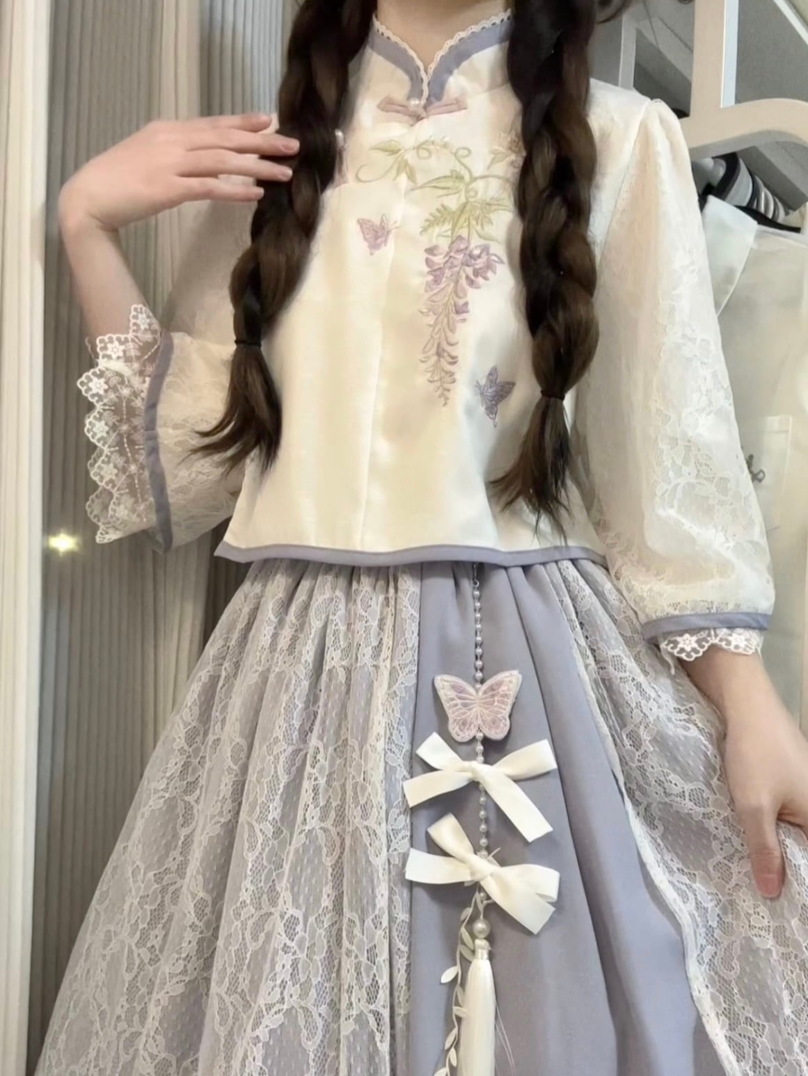 正規品デザイン紫藤語民新韓国改良cos要素上着半スカートセット春