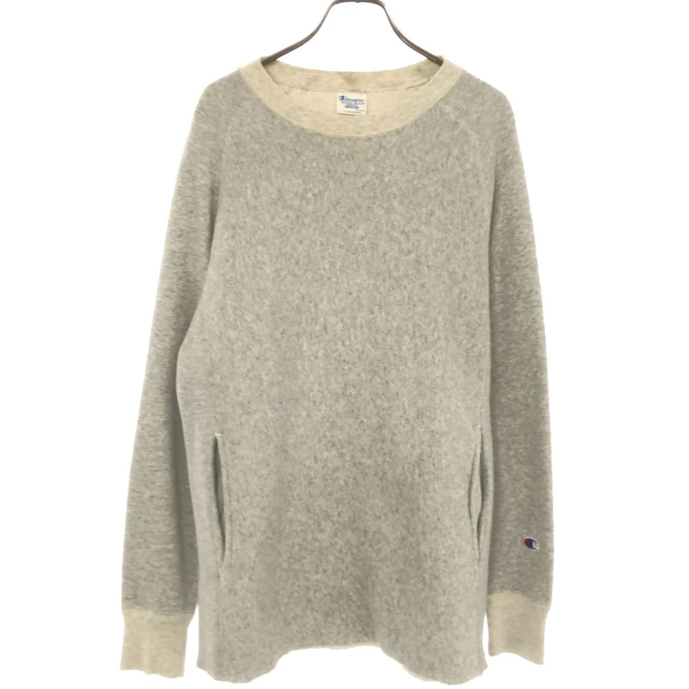 青単復刻 リバースウィーブ ツートーン 長袖 スウェット トレーナー M ライトグレー 裏起毛 メンズ