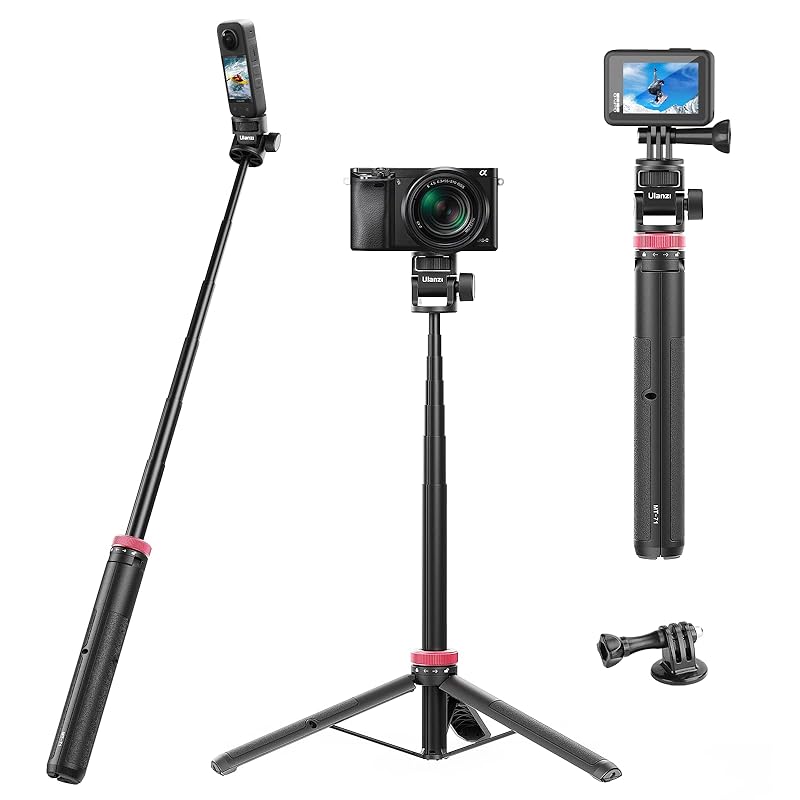 Ulanzi MT-71 自撮り棒 三脚 一脚兼用 スマホ三脚 146cm折畳一体式 6段階伸縮 180回転調整 じどり棒 insta360用自撮り棒 アクションカメラ コンパクト 軽量 持ち運び便