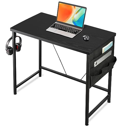 YeTom デスク 机 パソコンデスク 机 pcデスク つくえ 幅80*奥行40cm シンプルワークデスク 収納袋付き勉強机 フック付き学習机 オフィスデスク モニターアーム取付対応 組立簡単 テレワ