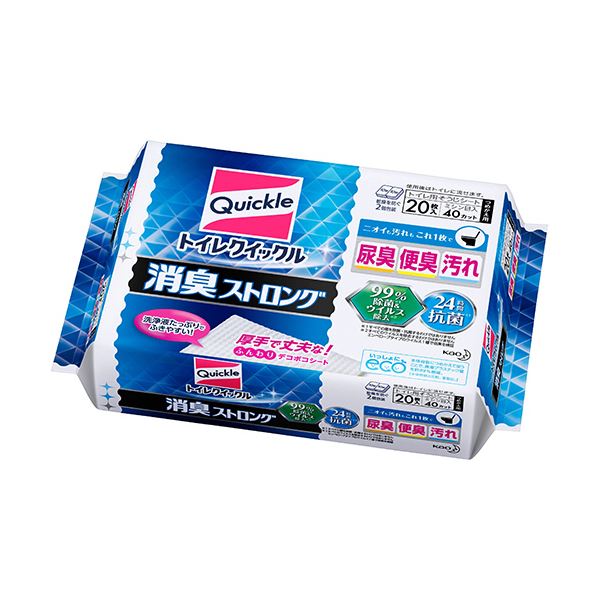 （まとめ） 花王トイレクイックル 消臭ストロング つめかえ用 1パック（20枚） [x10セット]
