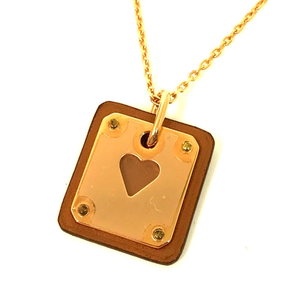 ネックレス アスドゥクール PM ハート チェーン ペンダント アクセサリー メタル ブラウン