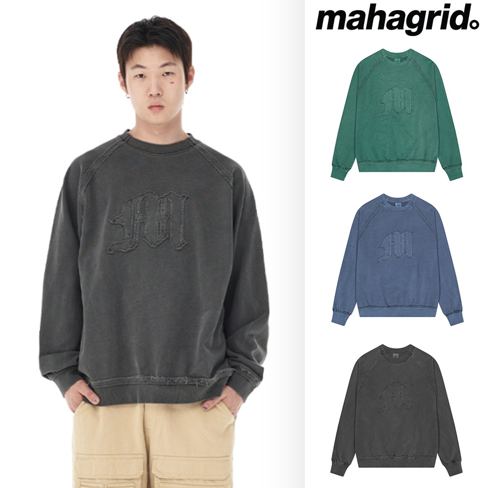 [mahagrid] RAW CUT M LOGO PIGMENT SWEATSHIRT