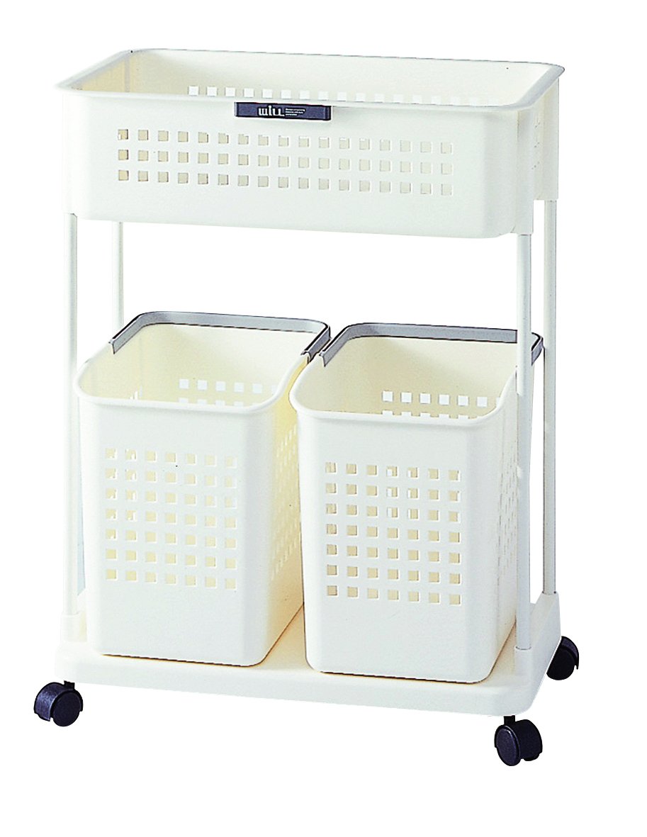 アスベル 脱衣籠 キャスター付 ランドリーW 簡単移動 2段 白 仕分可能 A7401