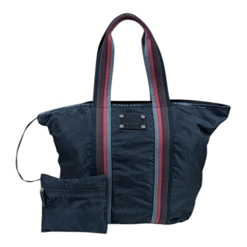 フェンディ ズッキーノ トートバッグ ナイロン 7VA240 ブラック FENDI 中古