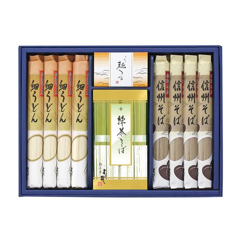 信州そば・細うどんセット（抹茶そば80g×4信州そば120g×4細うどん120g×4） / 蕎麦 うどん 詰め合わせ ギフト