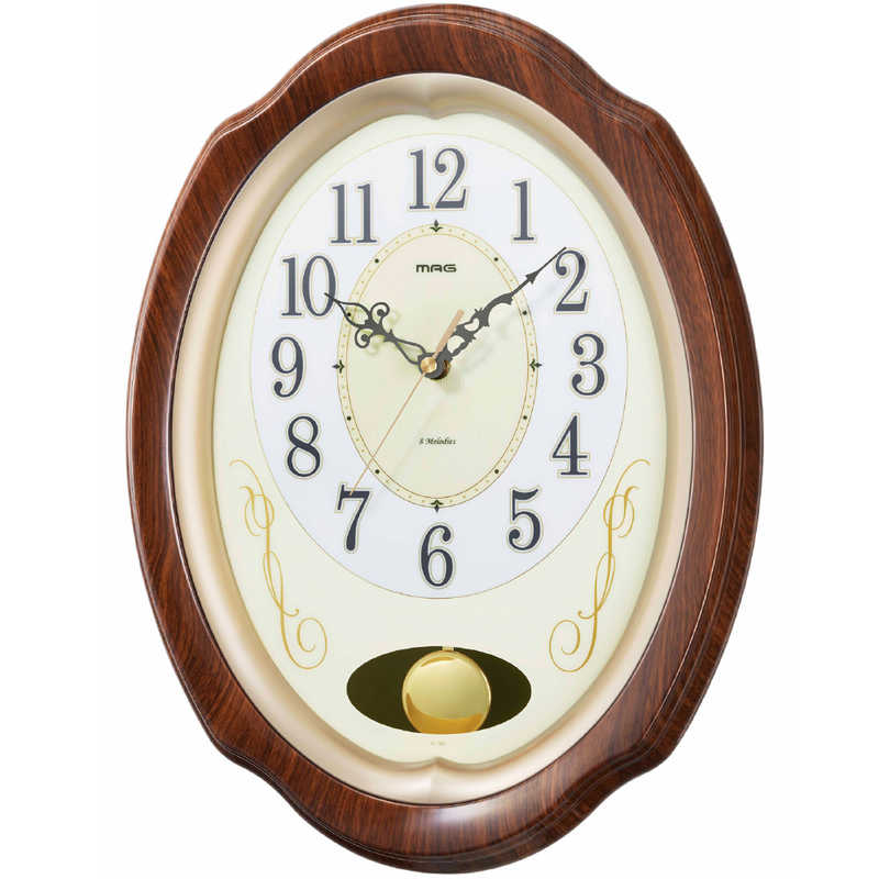 MAG　毎正時に流れる8曲メロディの振り子電波時計 我が家の演奏会 ブラウン　W-788 BR-Z