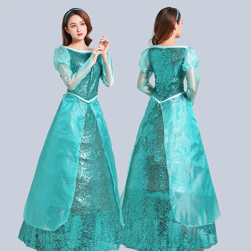 人魚姫アリエルスパンコールグリーンフレッシュプリンセスイブニングドレスアリエル人魚姫COS着