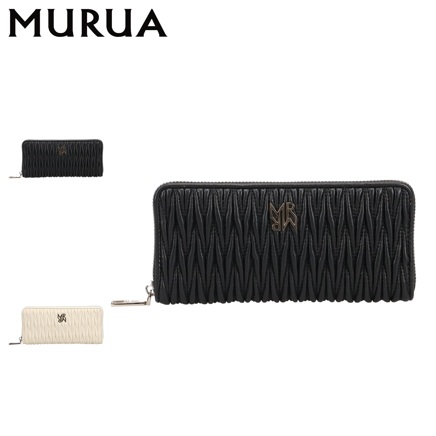 長財布 キルティング レディース ラウンドファスナー ブラック ホワイト 黒 白 MR-W1261