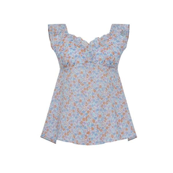 綿ちぢみプリントノースリーブデイウェアパジャマパンツセット (WDW3801RWHS3801C)